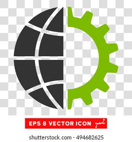 Vector Global Industry EPS vector pictograph. Illustration style is flat iconic bicolor eco green and gray symbol on a transparent background.