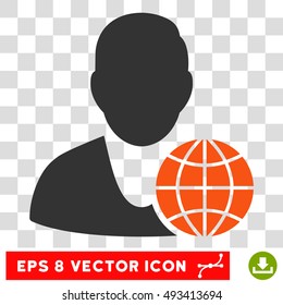 Vector Global Manager EPS vector pictograph. Illustration style is flat iconic bicolor orange and gray symbol on a transparent background.
