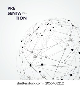 Vector global mesh sphere. Abstract geometric shape with connected dots and lines. Business triangle design technology