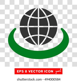 Vector Global Network EPS vector pictograph. Illustration style is flat iconic bicolor green and gray symbol on a transparent background.