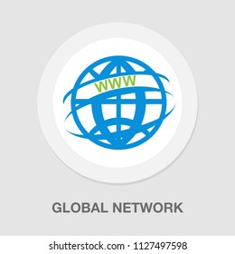 Vector Global Network Icon - Internet Technology, World Networking Illustration