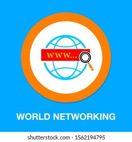 Vector Global Network Icon - Internet Technology, World Networking Illustration