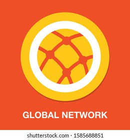 Vector Global Network Icon - Internet Technology, World Networking Illustration