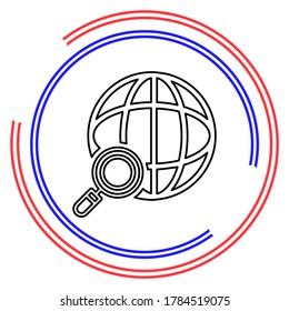 vector global network icon - internet technology, world networking illustration. Thin line pictogram - outline editable stroke