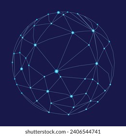 vector global network icon on blue background