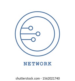 Vector Global network icon. Social connections sign. Linear outline circle button.