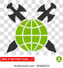 Vector Global Protection Swords EPS vector icon. Illustration style is flat iconic bicolor eco green and gray symbol on a transparent background.