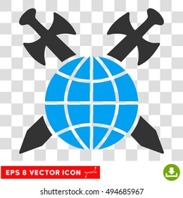 Vector Global Protection Swords EPS vector pictograph. Illustration style is flat iconic bicolor blue and gray symbol on a transparent background.