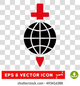 Vector Global Safety Sword EPS vector pictograph. Illustration style is flat iconic bicolor intensive red and black symbol on a transparent background.