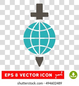 Vector Global Safety Sword EPS vector pictograph. Illustration style is flat iconic bicolor grey and cyan symbol on a transparent background.