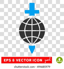 Vector Global Safety Sword EPS vector pictograph. Illustration style is flat iconic bicolor blue and gray symbol on a transparent background.