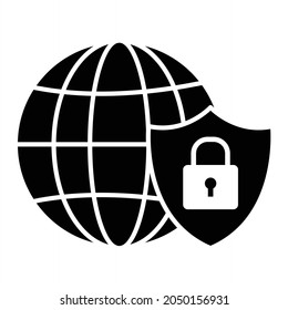 Vector Global Security Glyph Icon Design
