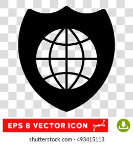 Vector Global Shield EPS vector icon. Illustration style is flat iconic black symbol on a transparent background.