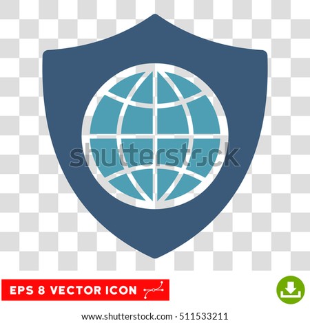 Vector Global Shield EPS vector icon. Illustration style is flat iconic bicolor cyan and blue symbol on a transparent background.