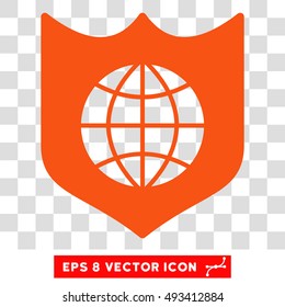 Vector Global Shield EPS vector pictograph. Illustration style is flat iconic orange symbol on a transparent background.
