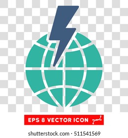 Vector Global Shock EPS vector pictogram. Illustration style is flat iconic bicolor cobalt and cyan symbol on a transparent background.
