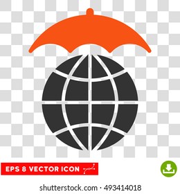 Vector Global Umbrella EPS vector pictograph. Illustration style is flat iconic bicolor orange and gray symbol on a transparent background.