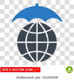 Vector Global Umbrella EPS vector pictograph. Illustration style is flat iconic bicolor smooth blue symbol on a transparent background.