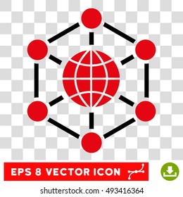 Vector Global Web EPS vector pictograph. Illustration style is flat iconic bicolor intensive red and black symbol on a transparent background.