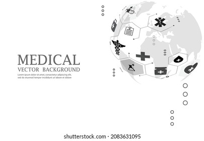 Vector de fondo de vector blanco médico mundial