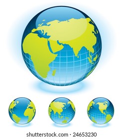 Vector globe aqua styled. Fully editable.
