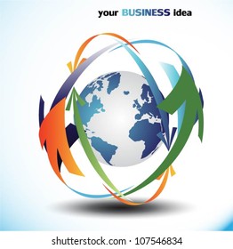 vector globe with colorful arrows