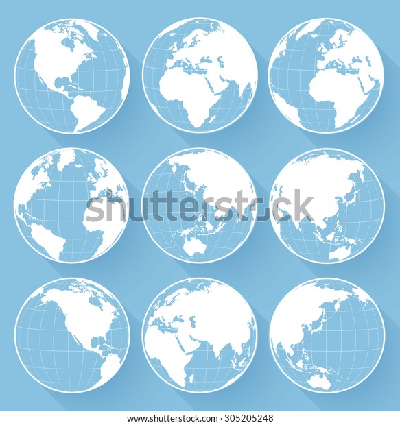 Image Vectorielle Icones Du Globe Terrestre Image Vectorielle De Stock Libre De Droits