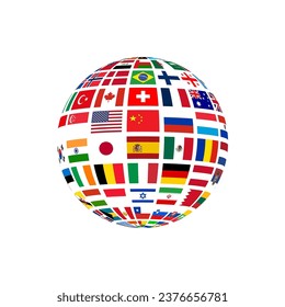 vector of Globe Flag design symbolize the planet Earth, humankind, or world government. countries Flags icon of atlas union state symbol.