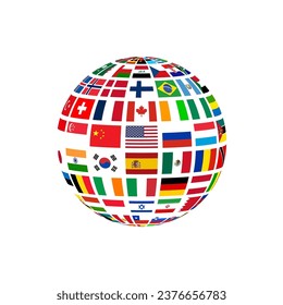 vector of Globe Flag design symbolize the planet Earth, humankind, or world government. countries Flags icon of atlas union state symbol.