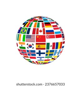 vector of Globe Flag design symbolize the planet Earth, humankind, or world government. country Flags clipart of worldwide union state icon.