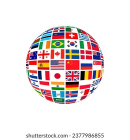 vector of Globe Flag symbolize the planet Earth, humankind, or world government. Sovereign national Flags icon of union state symbol.