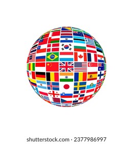 vector of Globe Flag symbolize the planet Earth, humankind, or world government. Sovereign country Flags clipart of worldwide union state icon.