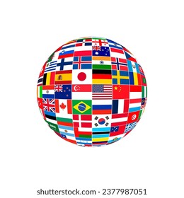 vector of Globe Flag symbolize the planet Earth, humankind, or Different World Sovereign countries. Flags of National union state symbol.