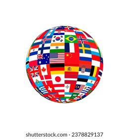 vector of Globe Flag symbolize the planet Earth, humankind, or Different Sovereign national Flags icon of United Nation symbol.