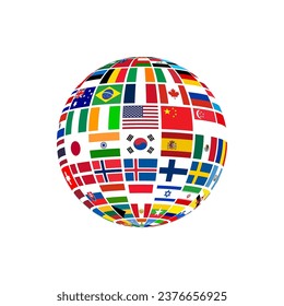 vector of Globe Flags design symbolize the planet Earth, humankind, or world government. national Flag icon of atlas union state symbol.