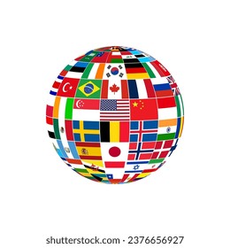 vector of Globe Flags design symbolize the planet Earth, humankind, or world government. national Flag icon of atlas union state symbol.