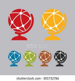 Vector : Globe, Global Communication, Social Network Globe Infographics Flat Icon, Sign