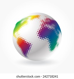 vector globe icon with dots in rainbow colors