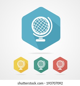 Vector globe icon flat. Color set on white