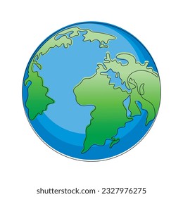 Vector globe icon line continuous drawing. Hand drawn linear illustration, planet Earth silhouette. Design element, print, banner, card, poster, brochure, postcard, logo. Geography, ecology, travel.