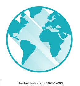 Vector globe icon with long shadow