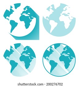 Vector globe icon with long shadow