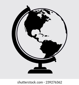 Vector globe icon on a grey background