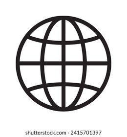 Vector globe icon planet symbol geography grid sign.