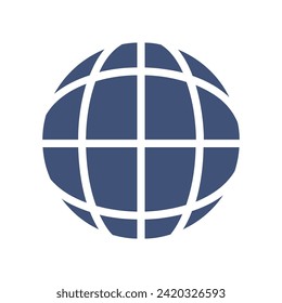 Vector globe icon planet symbol geography grid sign.