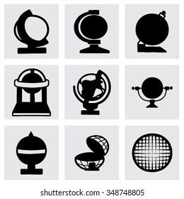 Vector Globe icon set on grey background