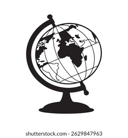 Vector globe icon silhouette isolated on white background. Vector globe icon vector illustration design