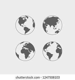 Vector globe icon of the world