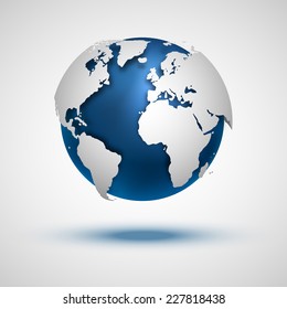 Vector globe icon of the world.