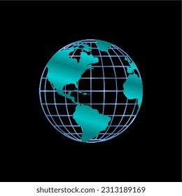 Vector globe icon of the world